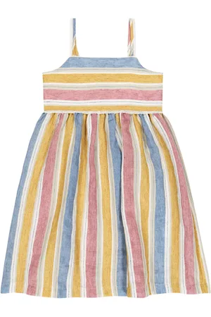Il gufo Striped linen-blend dress