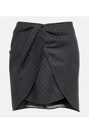 OFF-WHITE Pinstripe asymmetric wool blend miniskirt