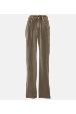 Brunello Cucinelli Mid-rise cotton velvet straight pants