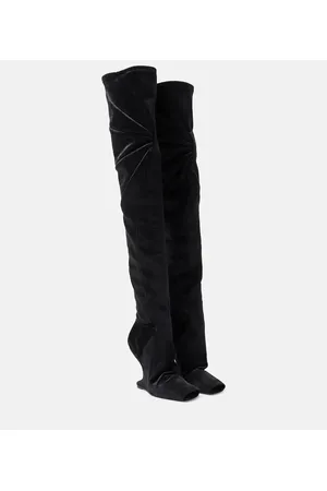Rick Owens Cantilever velvet over-the-knee boots