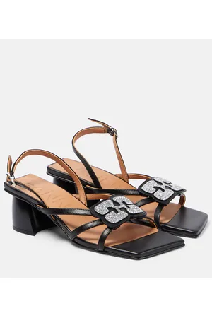 Ganni Embellished faux leather sandals