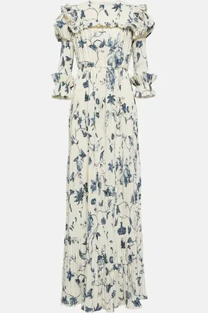 Erdem Floral pleated satin gown