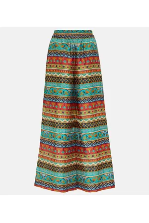 La DoubleJ Printed silk palazzo pants