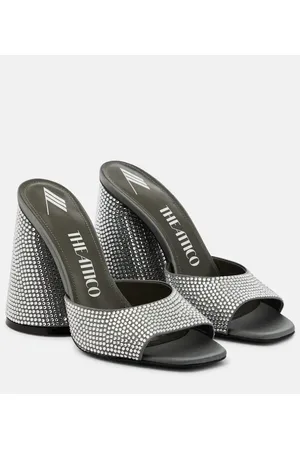 The Attico Luz crystal-embellished leather mules