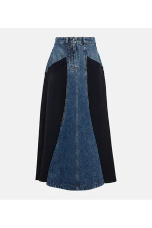 Chloé ChloÃ© Denim and wool gabardine midi skirt