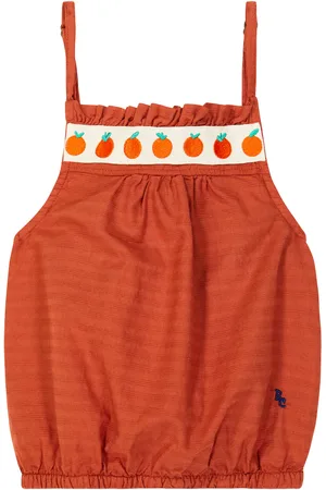 Bobo Choses Tomato gathered cotton crop top