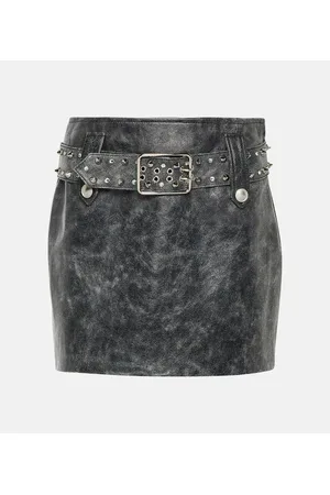 Alessandra Rich Belted embellished leather miniskirt