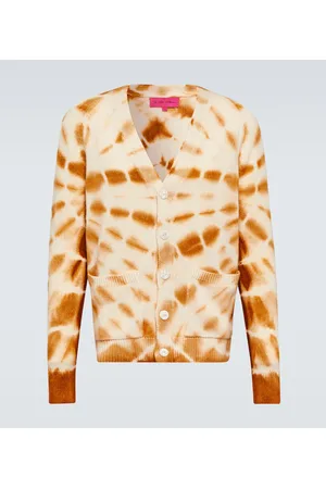 THE ELDER STATESMAN Tie-dye linen and cotton cardigan