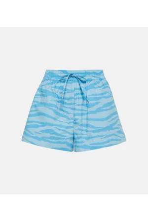 Ganni Zebra-print cotton shorts