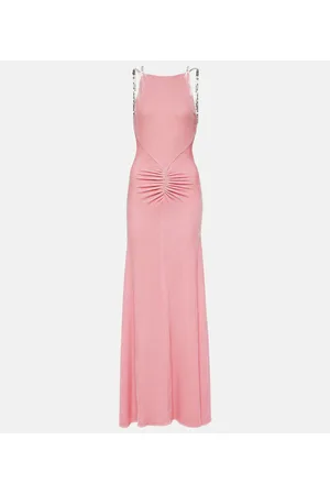 Paco rabanne Embellished ruched velvet gown