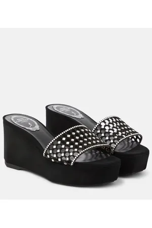 RENE CAOVILLA Embellished suede platform slides