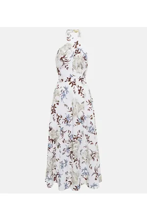 Erdem Helena floral halterneck cotton midi dress
