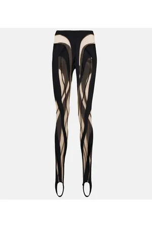 MUGLER Paneled mesh and jersey leggings
