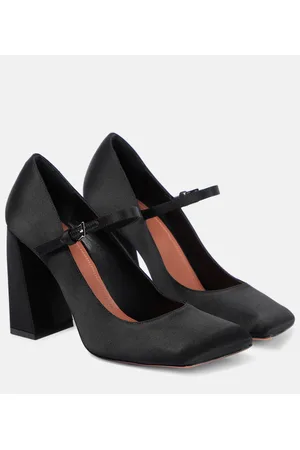 Amina Muaddi Charlotte 95 satin pumps
