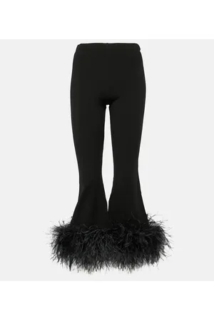 VALENTINO Feather-trimmed high-rise flared pants