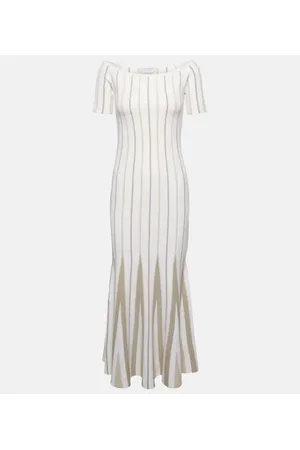 GABRIELA HEARST Striped off-shoulder virgin wool maxi dress