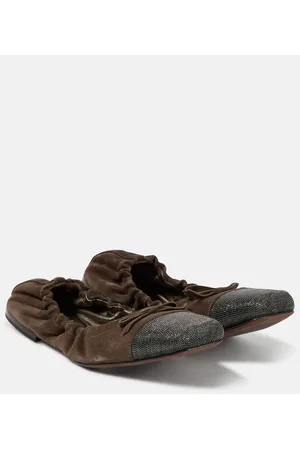 Brunello Cucinelli Embellished suede ballet flats