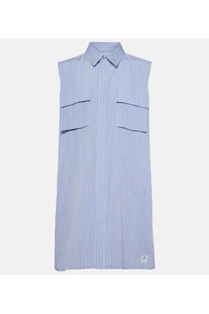 SACAI Striped cotton poplin shirt dress