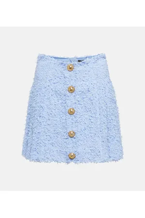 Balmain BouclÃ© pleated miniskirt