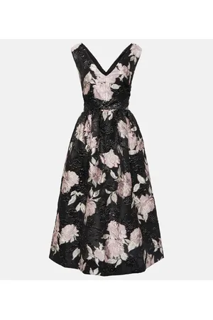 MONIQUE LHUILLIER Floral jacquard midi dress