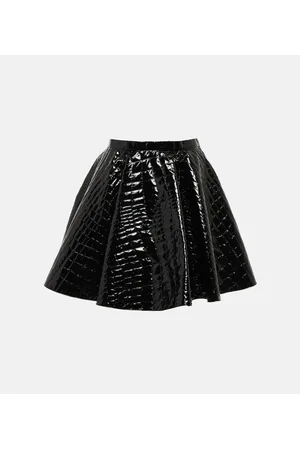 Alaïa AlaÃ¯a Pleated croc-effect miniskirt