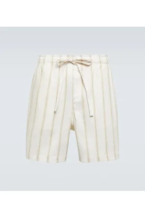 COMMAS Striped linen-blend shorts
