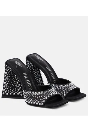 The Attico Devon embellished satin mules