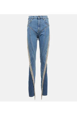 MUGLER Spiral tassel-trimmed skinny jeans