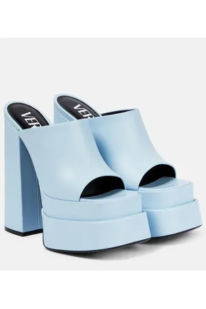 VERSACE Leather platform mules