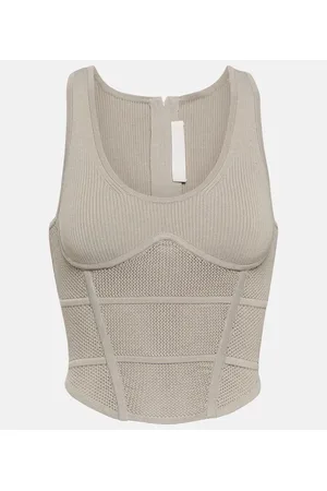 DION LEE Cropped ribbed-knit bustier
