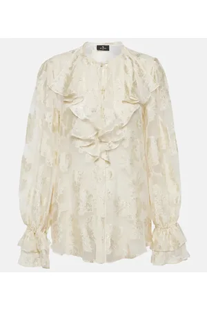 Etro Ruffled floral silk-crepon blouse