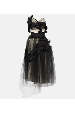 Maison Margiela Floral-appliquÃ© silk and tulle midi dress