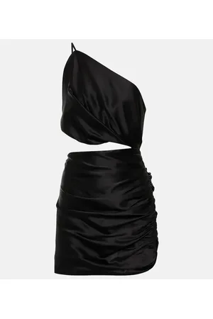 The Sei One-shoulder cutout silk minidress