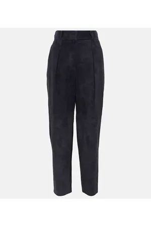Brunello Cucinelli High-rise suede pants