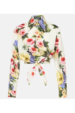 Dolce & Gabbana Floral cropped cotton poplin shirt