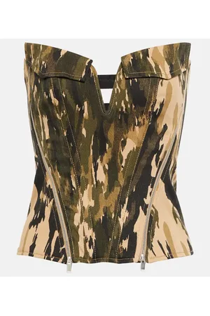 DION LEE Printed twill corset top