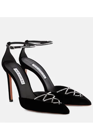 Aquazzura Audace Crystal 105 velvet pumps