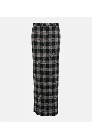 Alessandra Rich Checked lurex wool maxi skirt