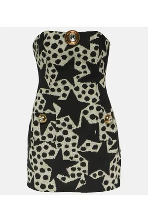 AREA Jacquard strapless cotton-blend minidress