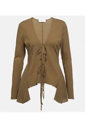 BLUMARINE Ruffled tie-front wool-blend blouse