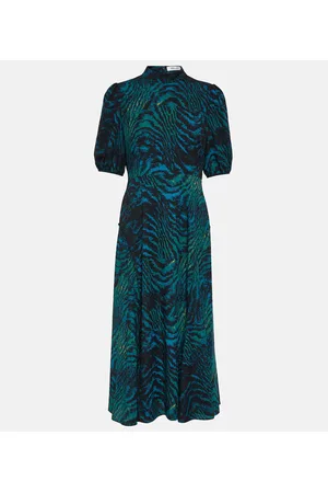 Diane von Furstenberg Nella tiger-print crÃªpe midi dress