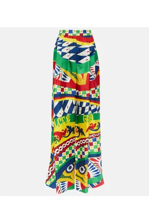 Dolce & Gabbana Carretto high-rise silk wide pants