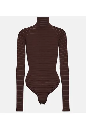 Alaïa AlaÃ¯a Striped turtleneck bodysuit