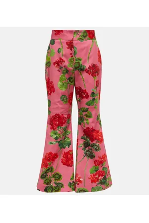 Oscar de la Renta Floral high-rise cotton-blend flared pants