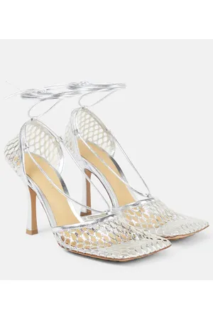 Bottega Veneta Stretch leather-trimmed mesh pumps
