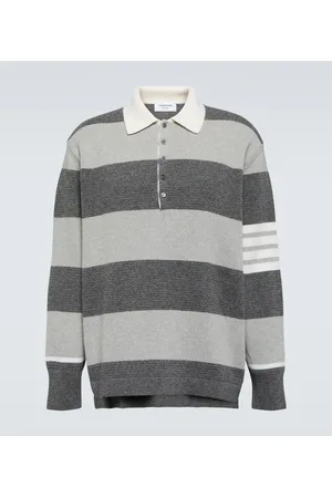 Thom Browne Striped virgin wool polo sweater