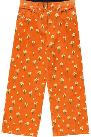 Stella McCartney Floral wide cotton corduroy pants