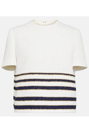 VALENTINO Striped cotton-blend top