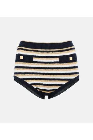 VALENTINO Roman Stud striped wool shorts