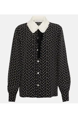 Alessandra Rich Polka-dot silk-blend blouse